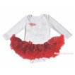 Christmas White Long Sleeve Bodysuit Bling Red Sequins Pettiskirt & Sparkle Rhinestone Santa Baby Print JS4833